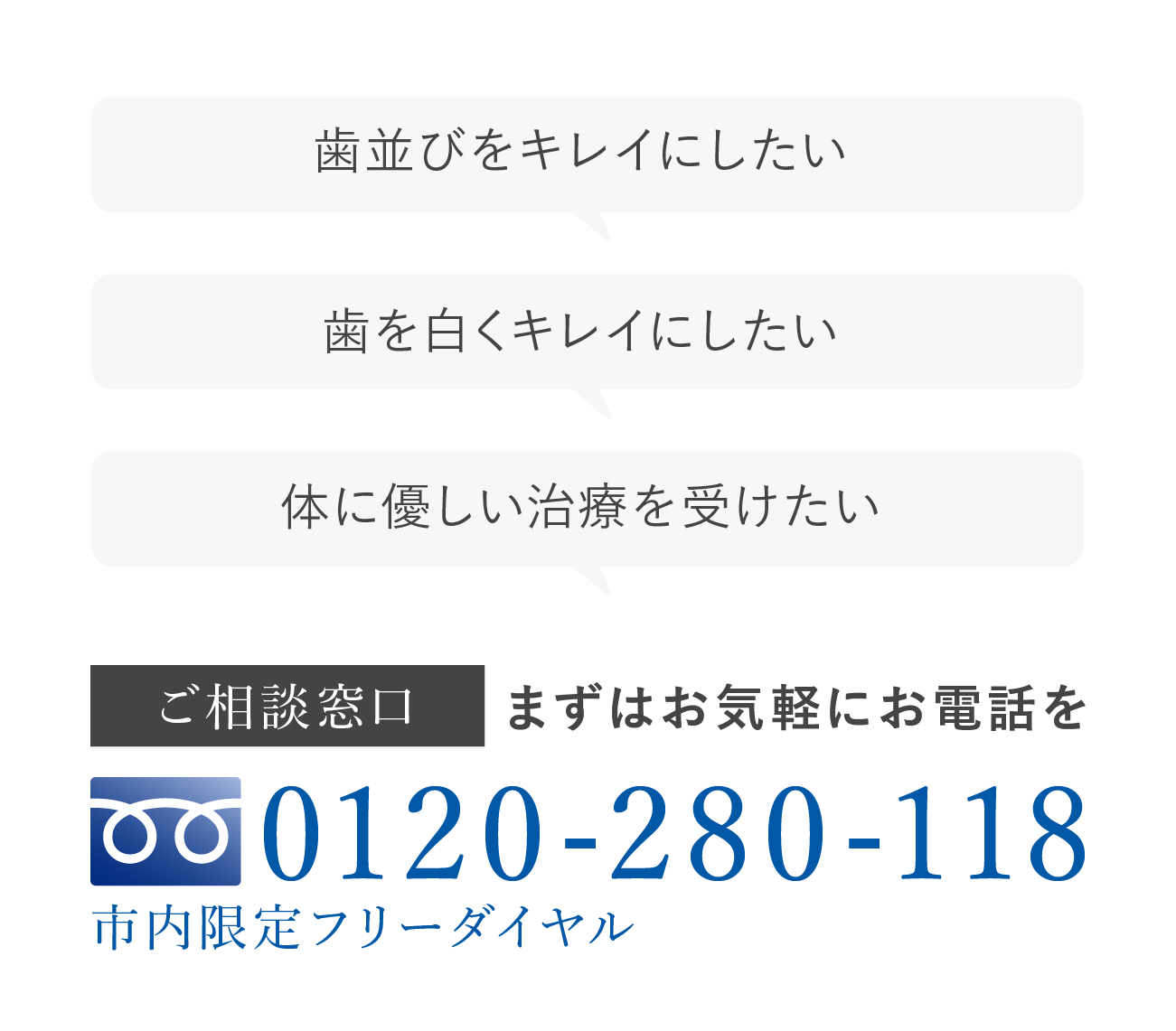 虫歯を早く治したい 歯を白くしたい 自分の口内は同年代と比べて健康？ まずはお気軽にお電話を 市内限定0120-280-118